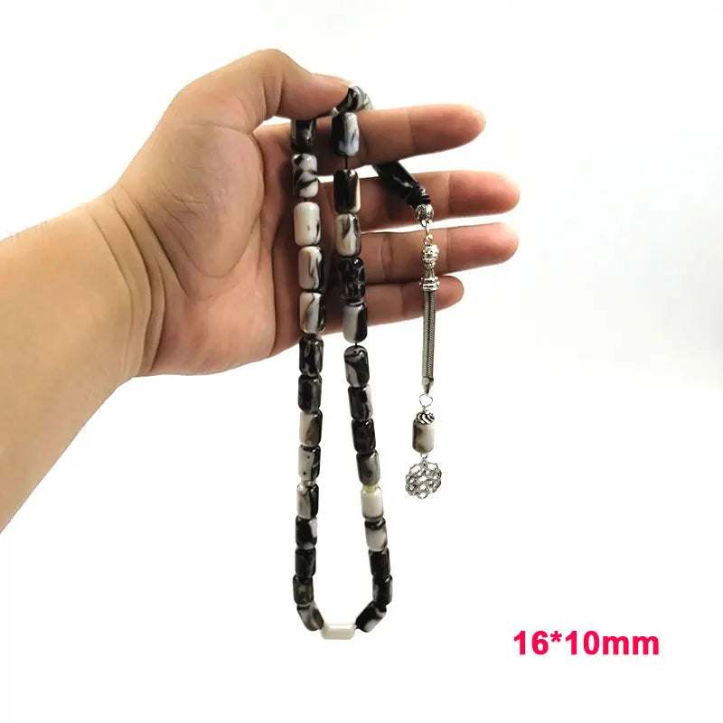 Tasbih Men's Islamic Rosary Beads 33 45 66 99 Beads Black White Mastak Muslim Prayer Beads Misbaha Turkish Tasbih