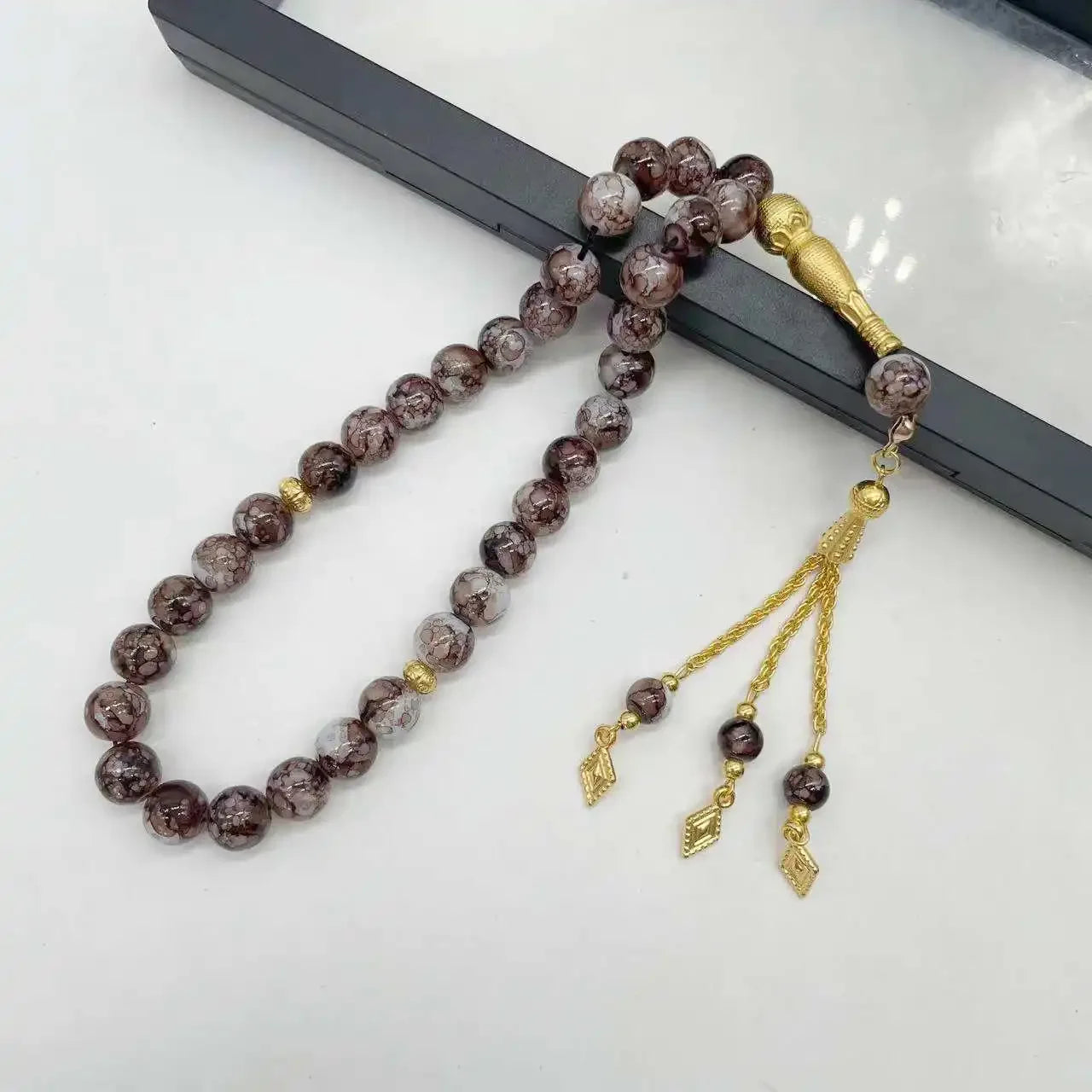 10mm 33 Beads Tasbih Crystal Glass Bracelet Muslim Rosary Tassel Prayer Beads Islamic Tasbeeh Masbaha Meditation for Women Men