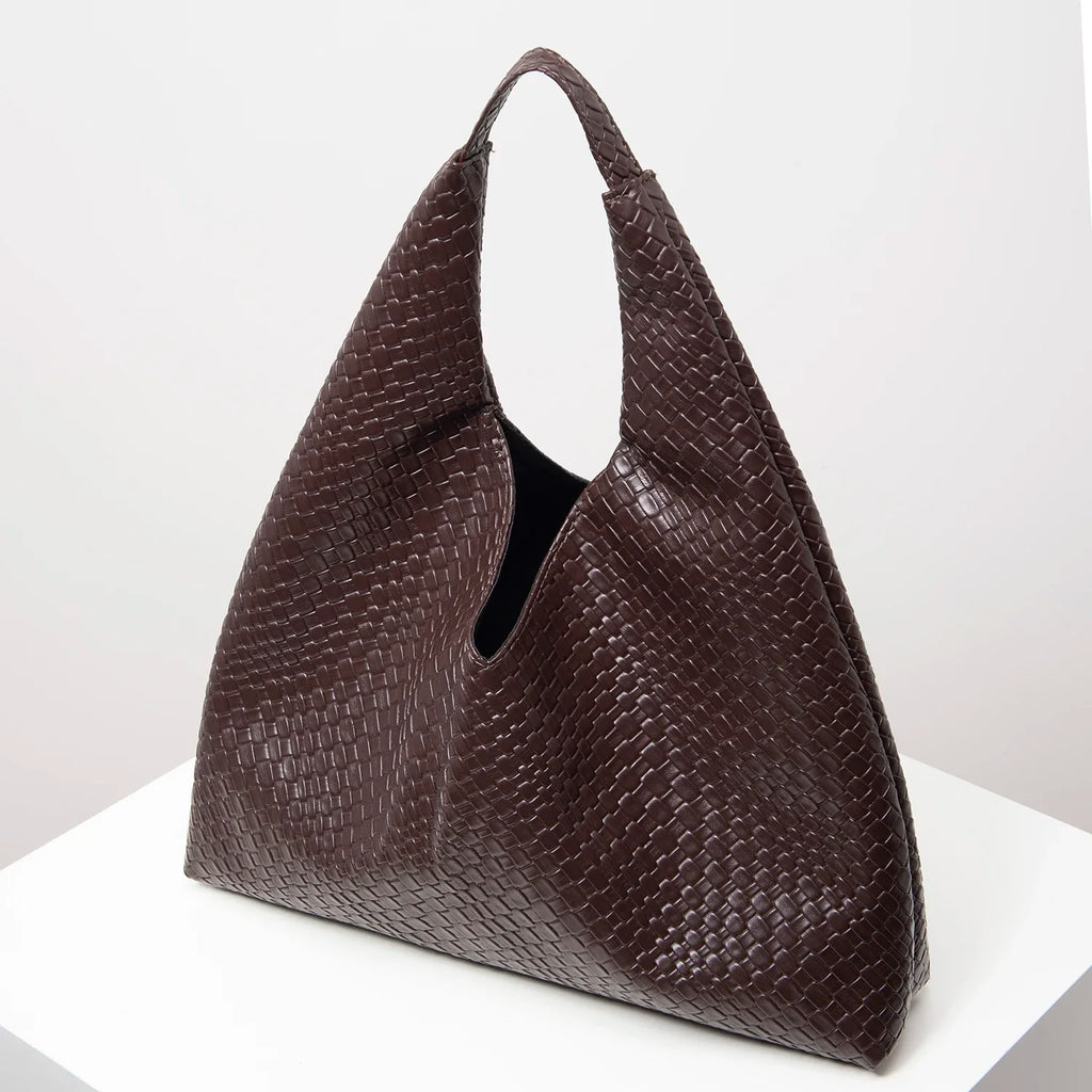 Sac cabas tressé en similicuir vintage pour femme, grande capacité, sac à bandoulière, sac décontracté pour le quotidien