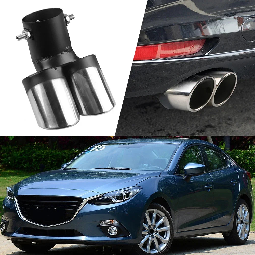 Accessoires universels de voiture, embout d'échappement, silencieux en acier inoxydable, garniture chromée, tuyau de queue arrière modifié, doublure de gorge