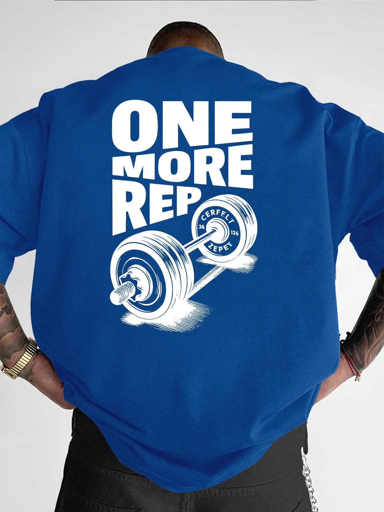 T-shirt Homme Vintage Drôle Gym Entraînement UNE RÉPÉTITION DE PLUS Musculation Femme Streetwear Coton T-shirt Oversize Manches Courtes Haut Ample