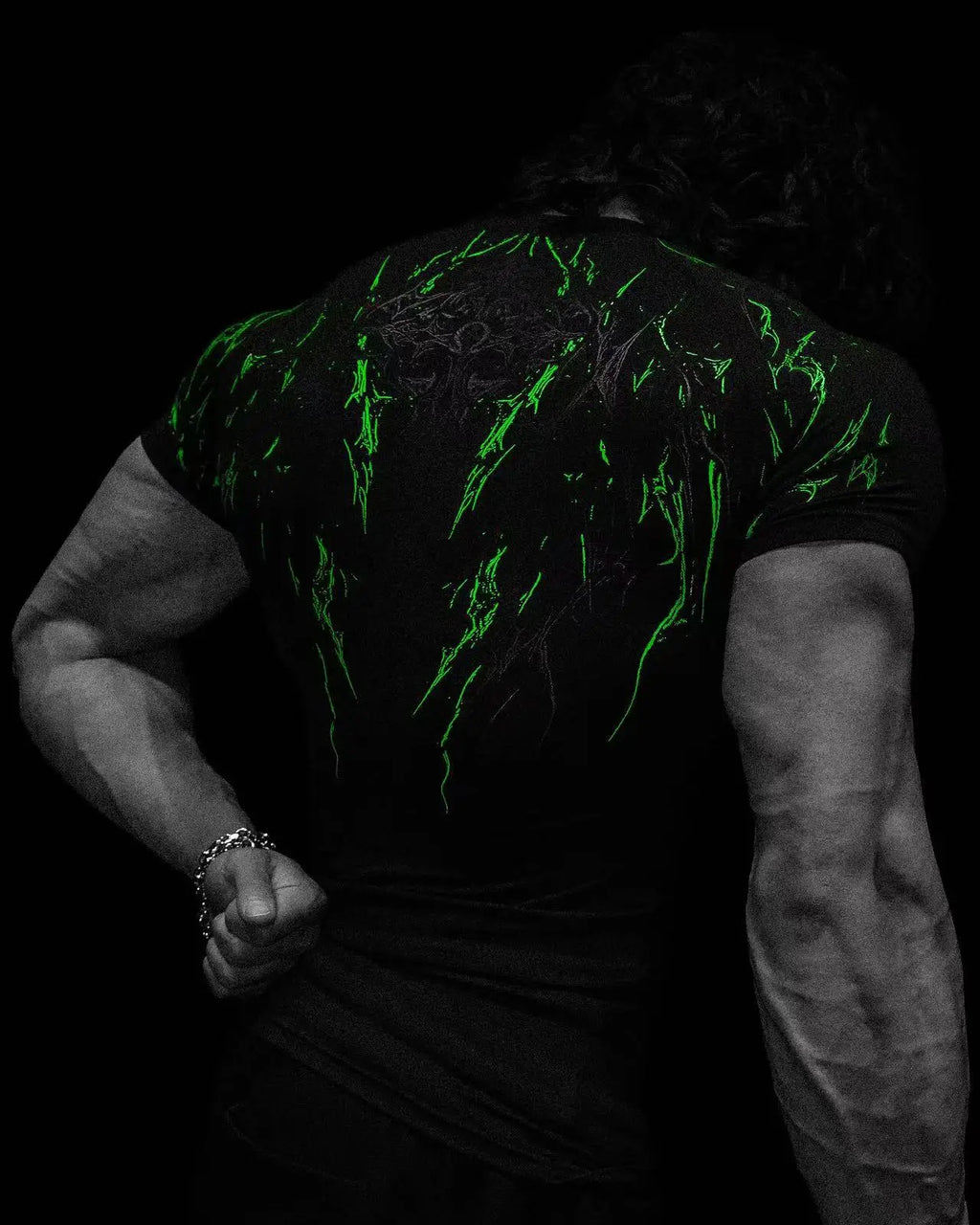 Men's Compression Sports Shirt Tee Gothic Lightning Print GYM Fitness Top Summer Quick Dry Breathable Bodybuilding T-shirt