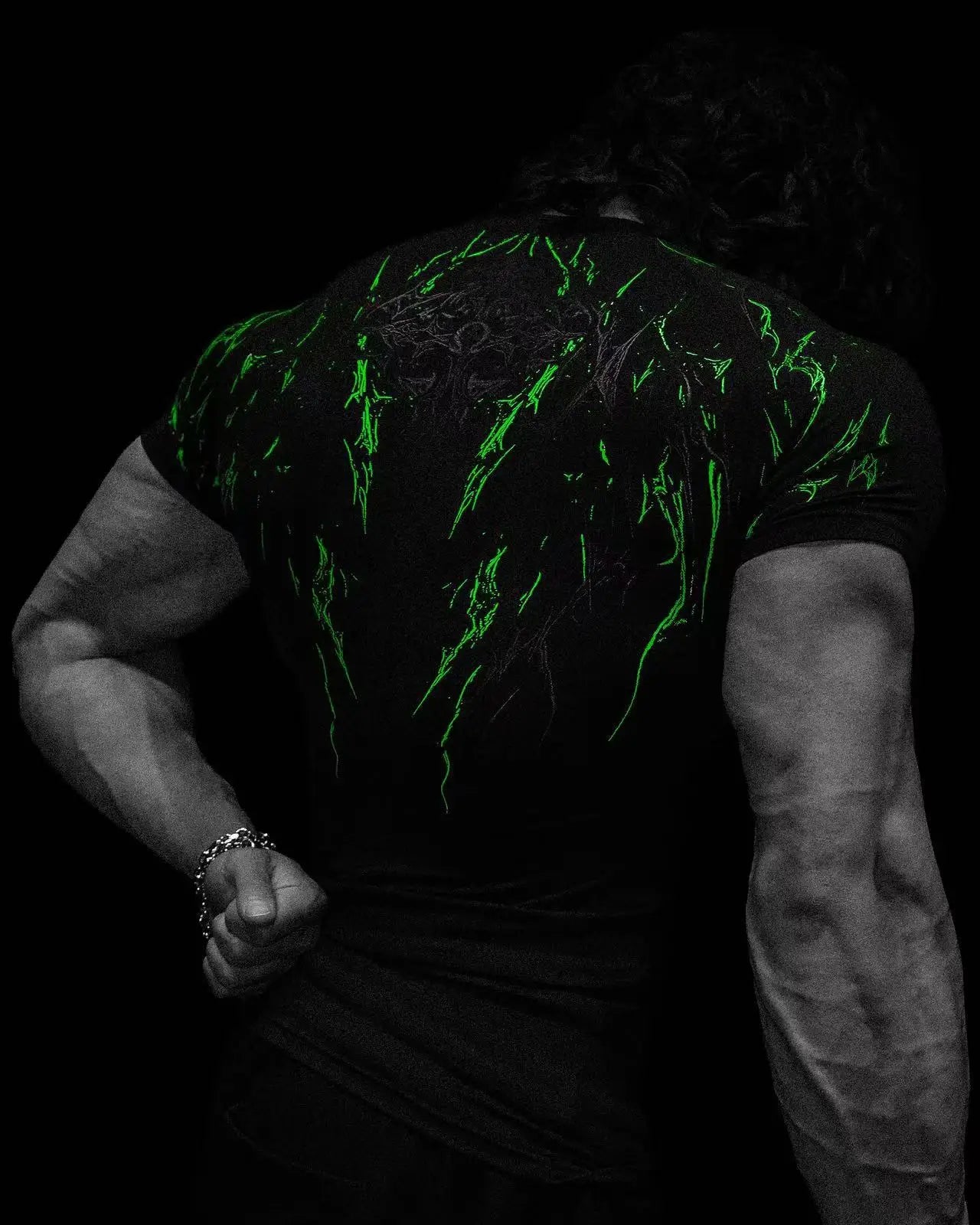 Men's Compression Sports Shirt Tee Gothic Lightning Print GYM Fitness Top Summer Quick Dry Breathable Bodybuilding T-shirt