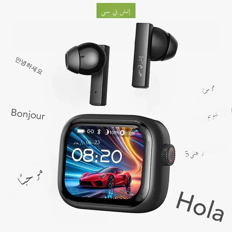 [Ultra HD Screen] HTC NE40 Earphones Bluetooth V6 TWS Sports Wireless Headphones AI Translator Earbud In-Ear Noise Reduction Mic