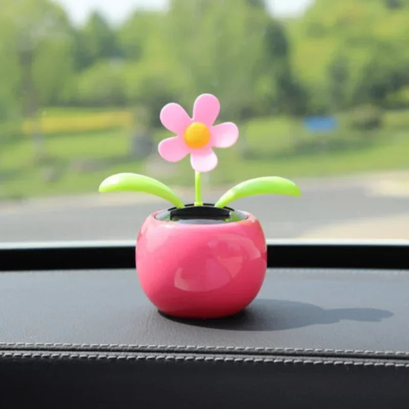 Ornement de voiture drôle à énergie solaire, dessin animé, décoration ornementale vibrante, cadeaux pour tableau de bord automobile, fleur dansante, jouet pivotant