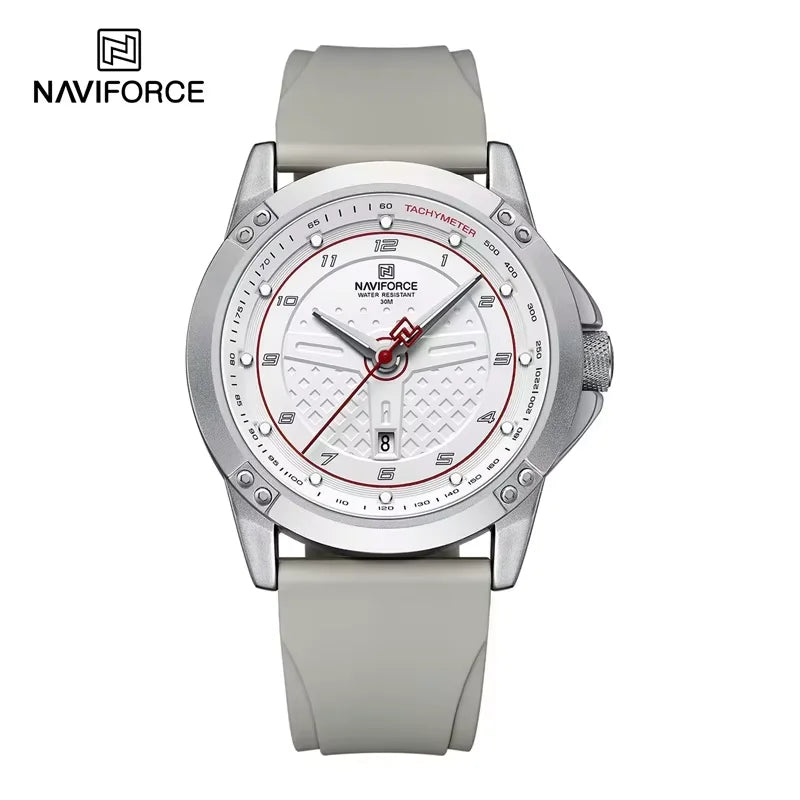 NAVIFORCE – Montre-bracelet classique pour homme avec affichage de la date, bracelet en silicone, étanche 3 ATM, montre de sport à quartz, marque de mode supérieure