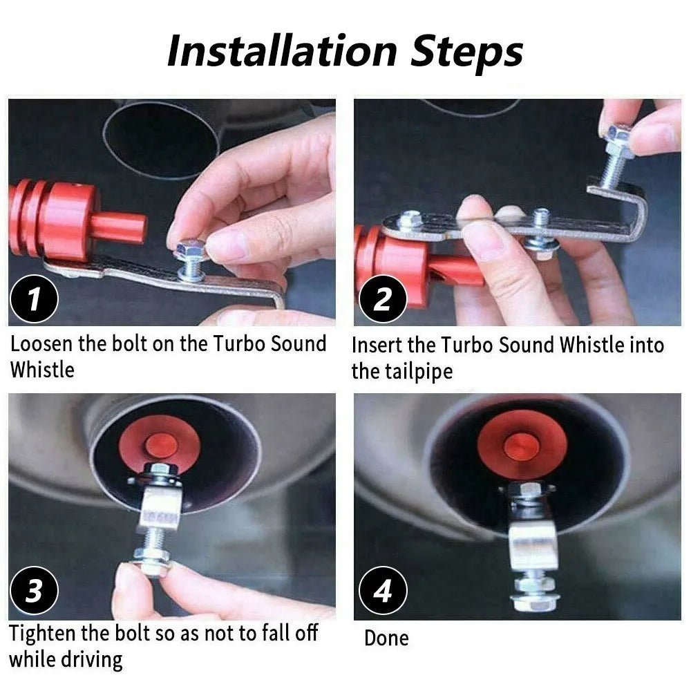 Sifflet turbo noir universel pour voiture Dispositif de modification de véhicule Simulateur de son turbo de pot d'échappement Sifflet de silencieux turbo XL