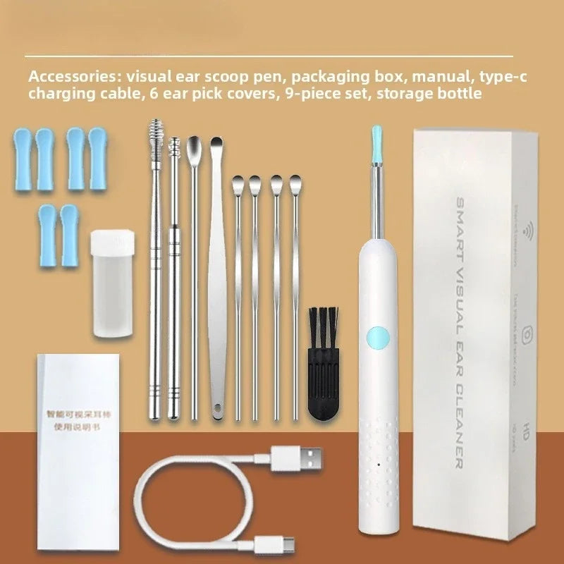 Bâtonnets auriculaires visuels intelligents Otoscope Endoscope Outil de nettoyage de cérumen Cure-oreille Mini caméra Nettoyeur d'oreilles pour les soins de santé