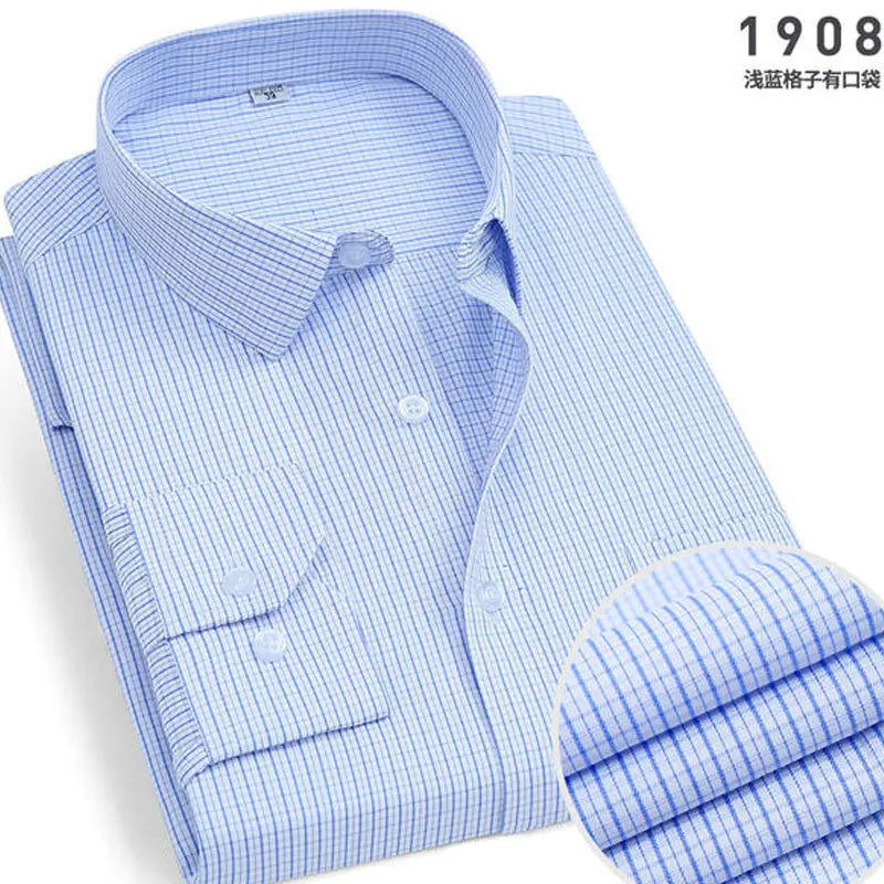 Nouveauté Printemps Chemise homme rayée à manches longues Infroissable Anti-plis Confortable Respirante Style décontracté professionnel Coupe ajustée