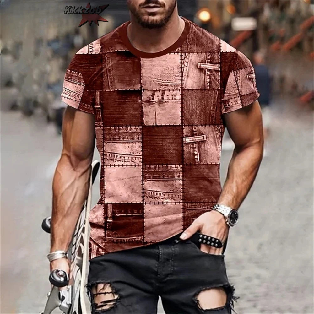 T-shirt graphique homme à col rond avec impression fantaisie, haut d'été à manches courtes pour homme, haut doux, tendance et confortable, vêtements de sport