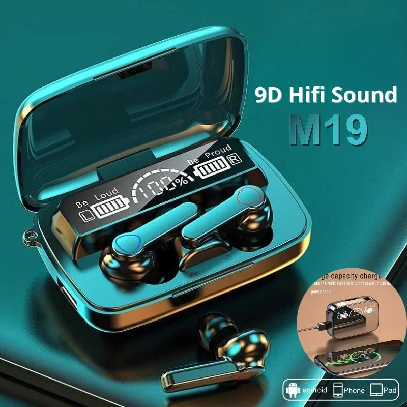 Écouteurs TWS M19 originaux, contrôle tactile intelligent, casque Bluetooth sans fil étanche, affichage LED avec micro