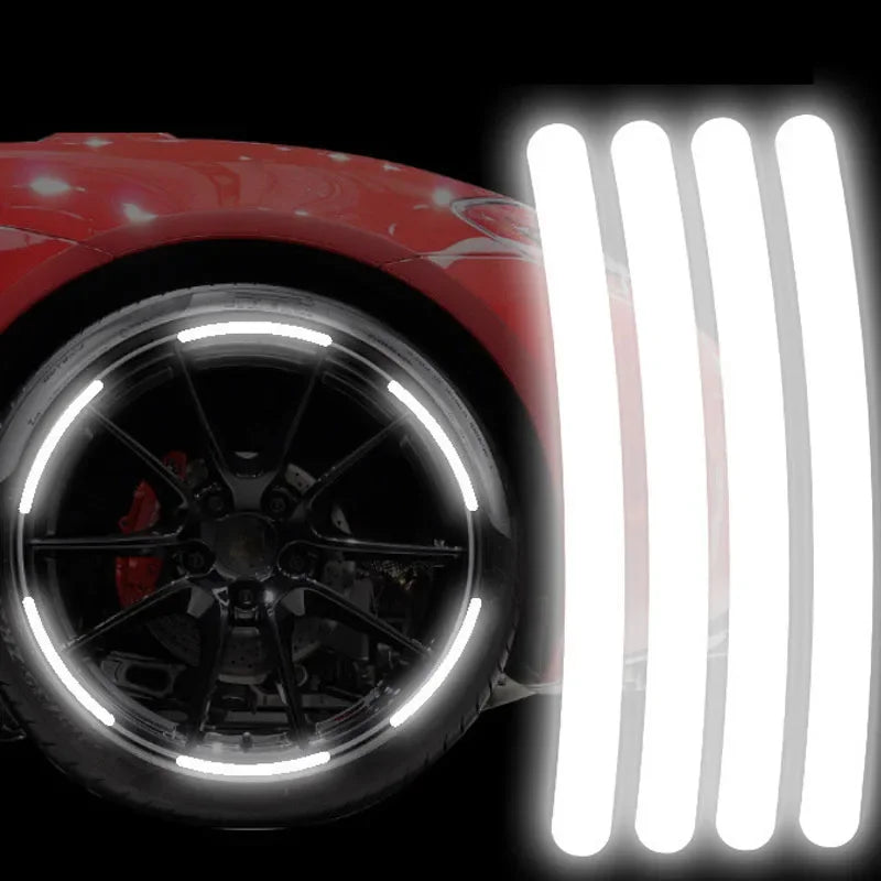 Autocollant Réfléchissant pour Jante de Pneu de Voiture Bande d'Avertissement de Sécurité Nocturne Moto Vélo Auto Roue Moyeu Réflecteur Autocollants 20/40 Pièces