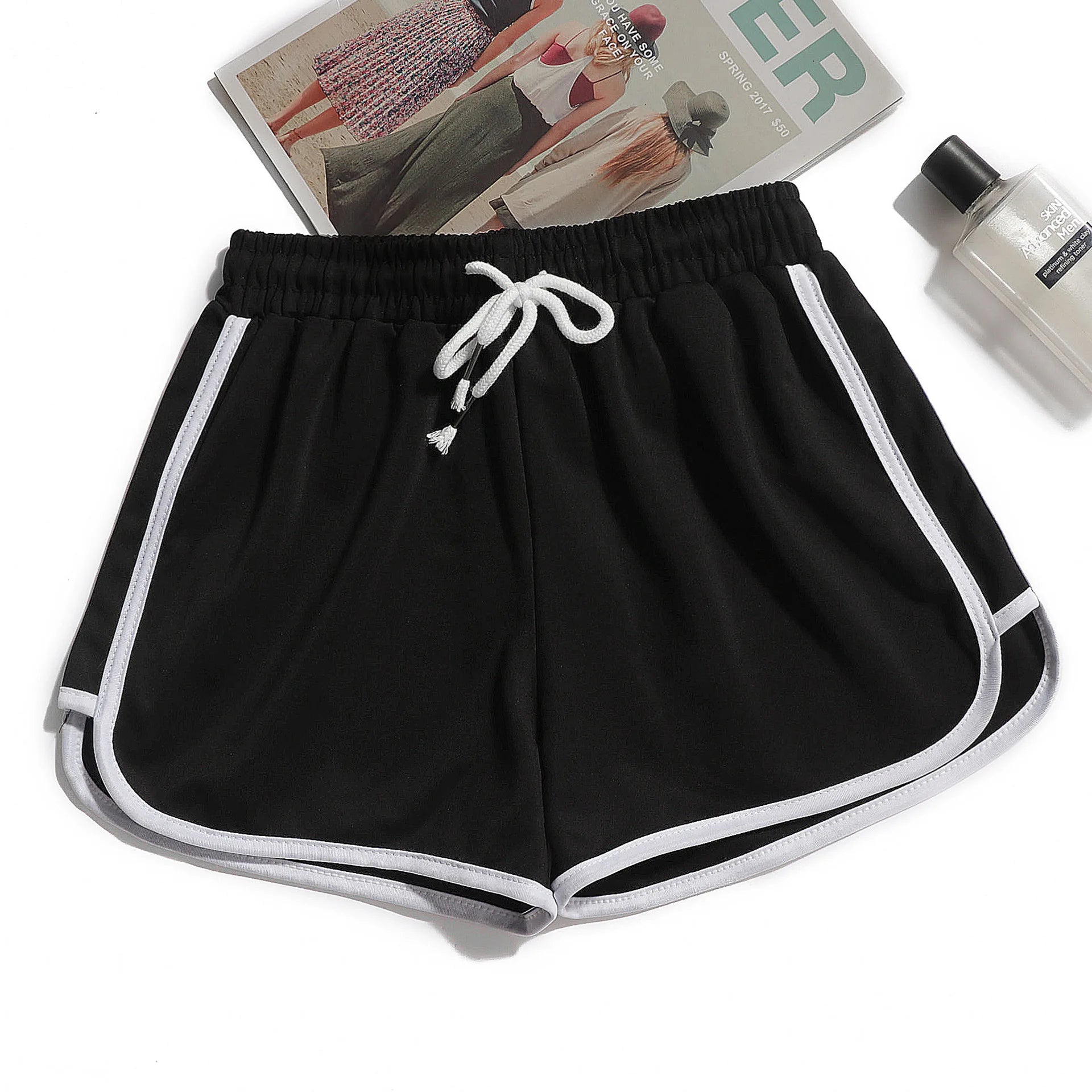 1 short décontracté d'été pour femme, couleur unie, short de sport pour fille, short de yoga taille moyenne pour femme, short ample pour étudiante S-3XL