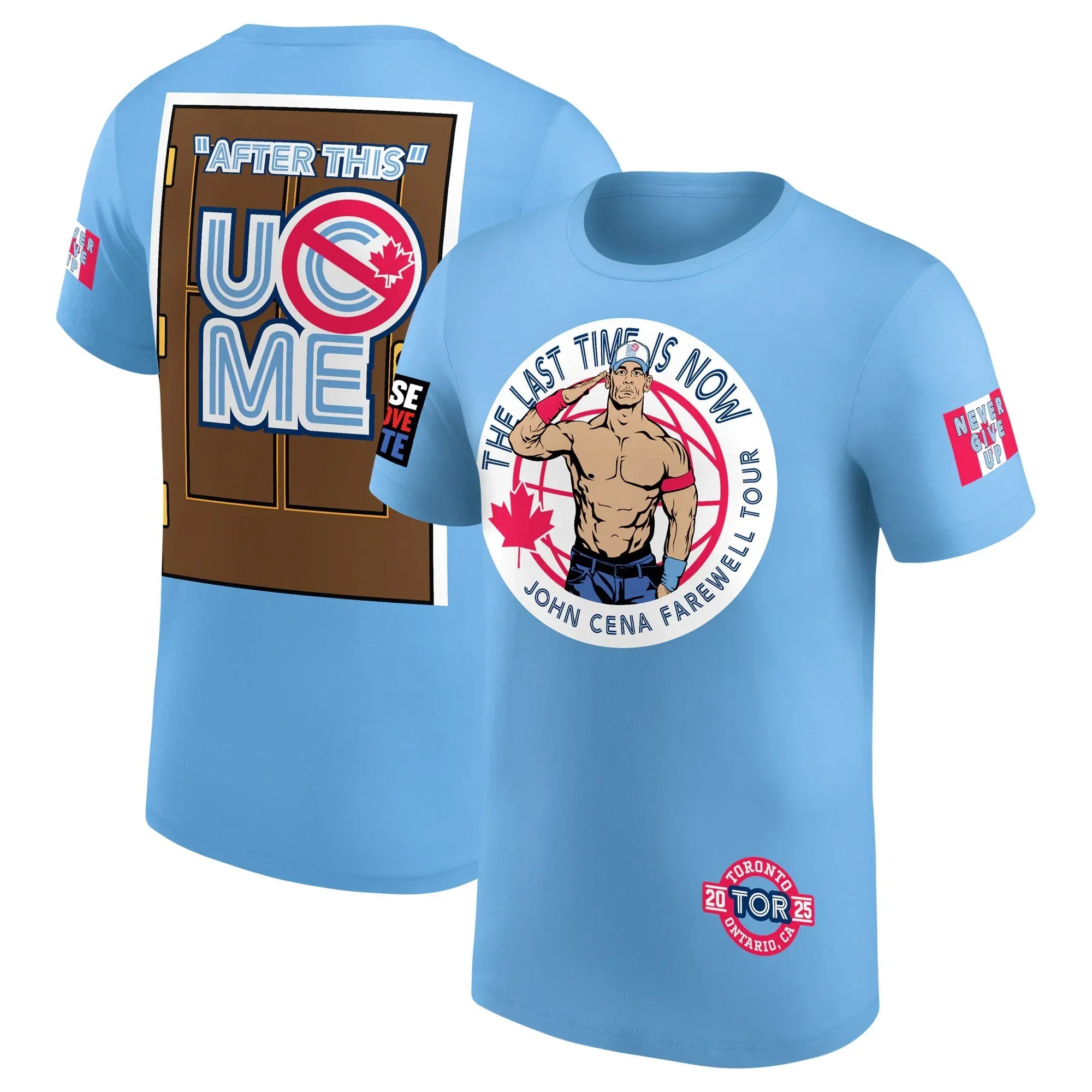 T-shirt homme bleu clair John Sena farewell tour Toronto Haut de sport respirant et à séchage rapide pour l'été