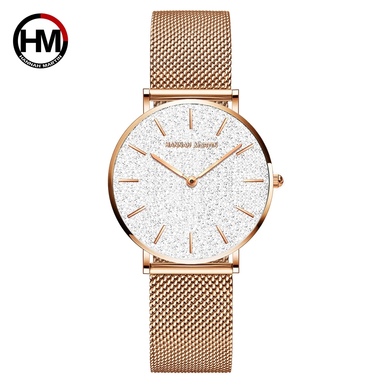 Montre Dropshipping HANNAH MARTIN Femme Qualité Supérieure Acier Inoxydable Mouvement Japonais Quartz Étanche 36mm Or Rose Complet