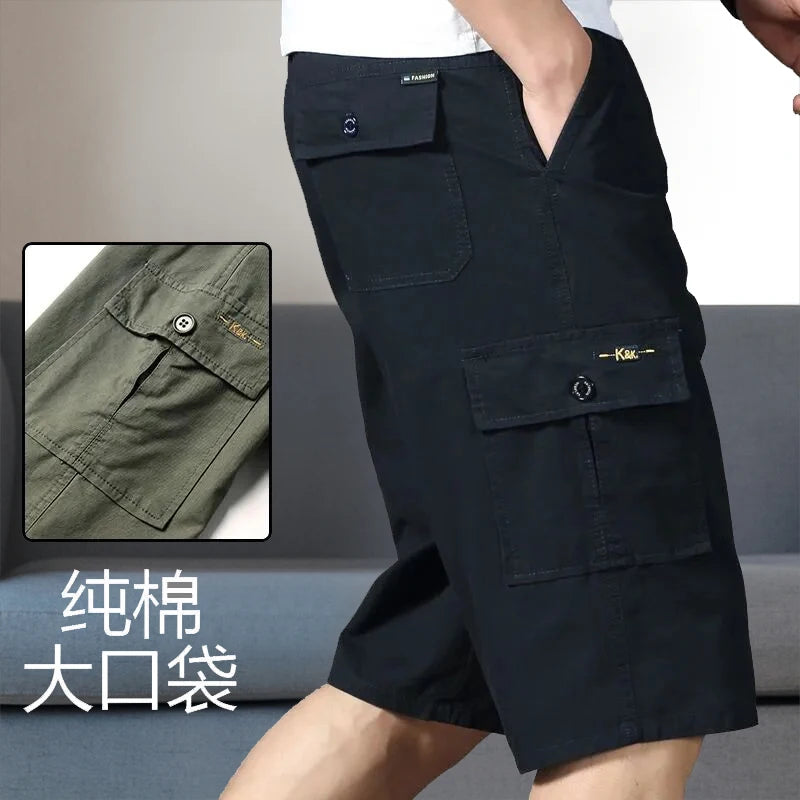 Shorts cargo homme, pantacourt, poche zippée, short d'été en coton, jogger d'escalade, taille élastique, vêtements de sport