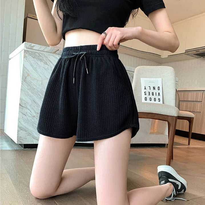 1 short décontracté d'été pour femme, short de sport pour fille, short de yoga taille haute pour femme, short ample pour étudiante