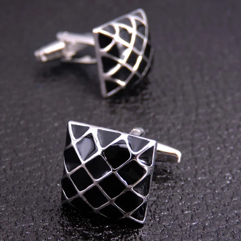 Boutons de Manchette Homme Luxe Argenté Vintage en Métal Boutons de Manchette Carrés Chemise Française Business Bijoux Cadeau de Mariage