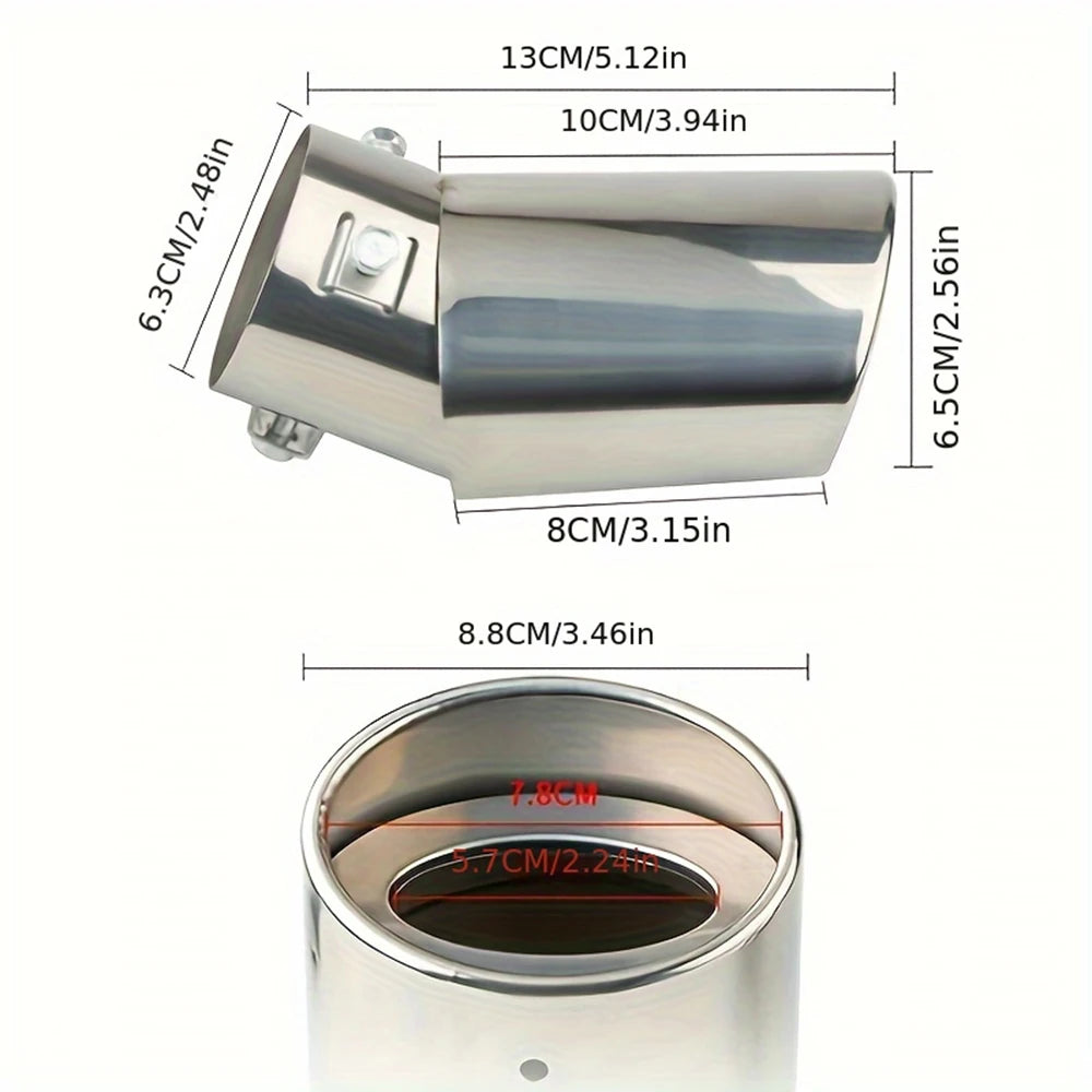 Embout de silencieux d'échappement de voiture en alliage d'aluminium, gorge arrière, pot d'échappement, tuyau d'échappement argenté, accessoires de modification de voiture.