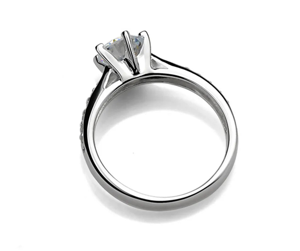 Bague classique de luxe en argent sterling 925 pour femmes, bijou à six griffes simple, bague diamant imitation de 70 carats pour femmes