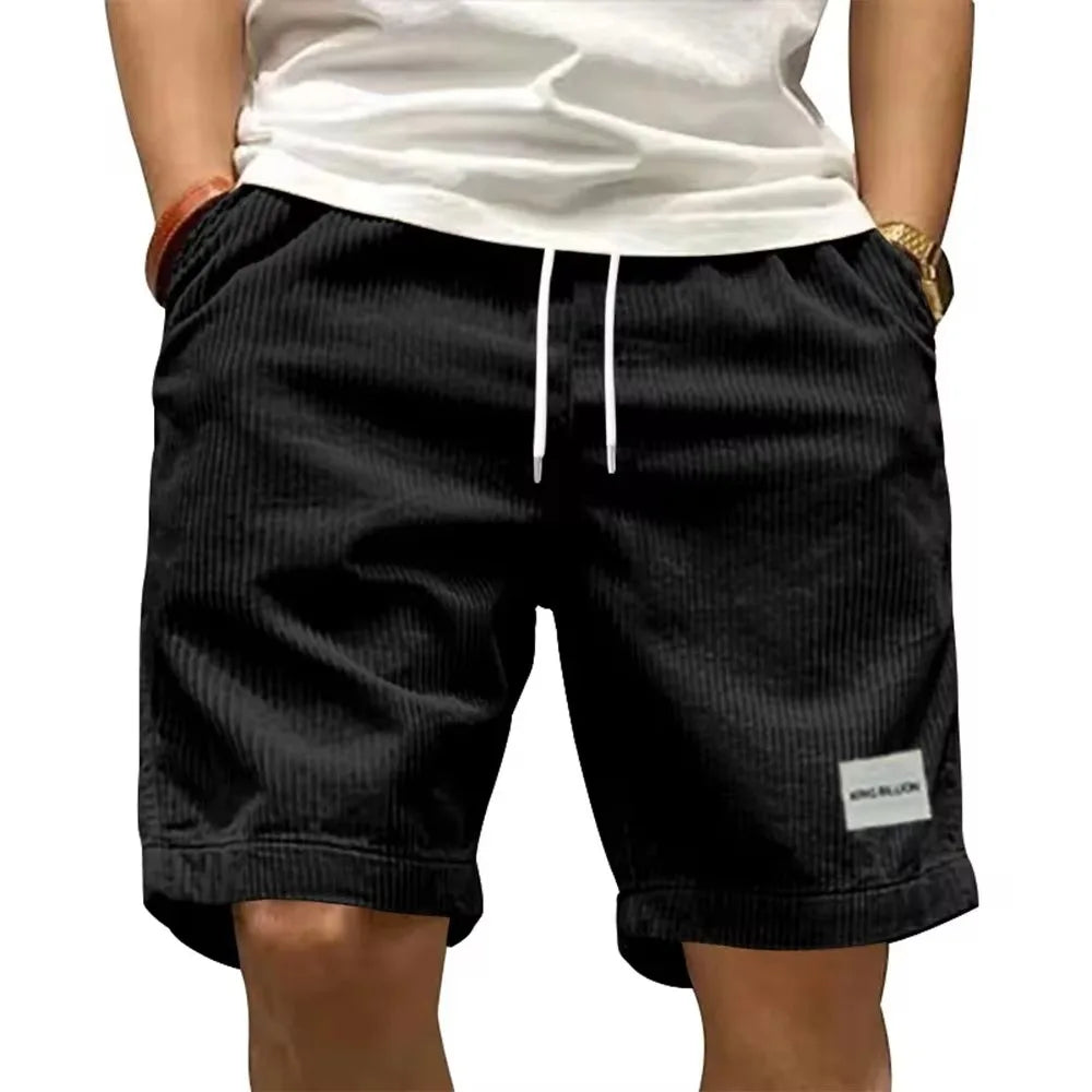 Short cargo vintage pour hommes, pantalon court en velours côtelé rétro tendance pour l'été, short décontracté de couleur unie pour hommes, short de sport respirant