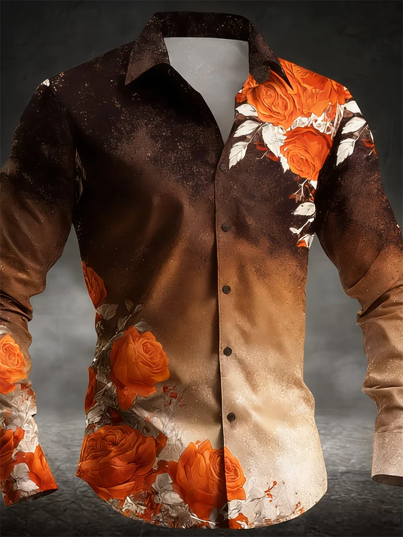 Nouveau t-shirt à manches longues pour homme avec imprimé plumes 3D, imprimé mode et luxueux, haut confortable et doux