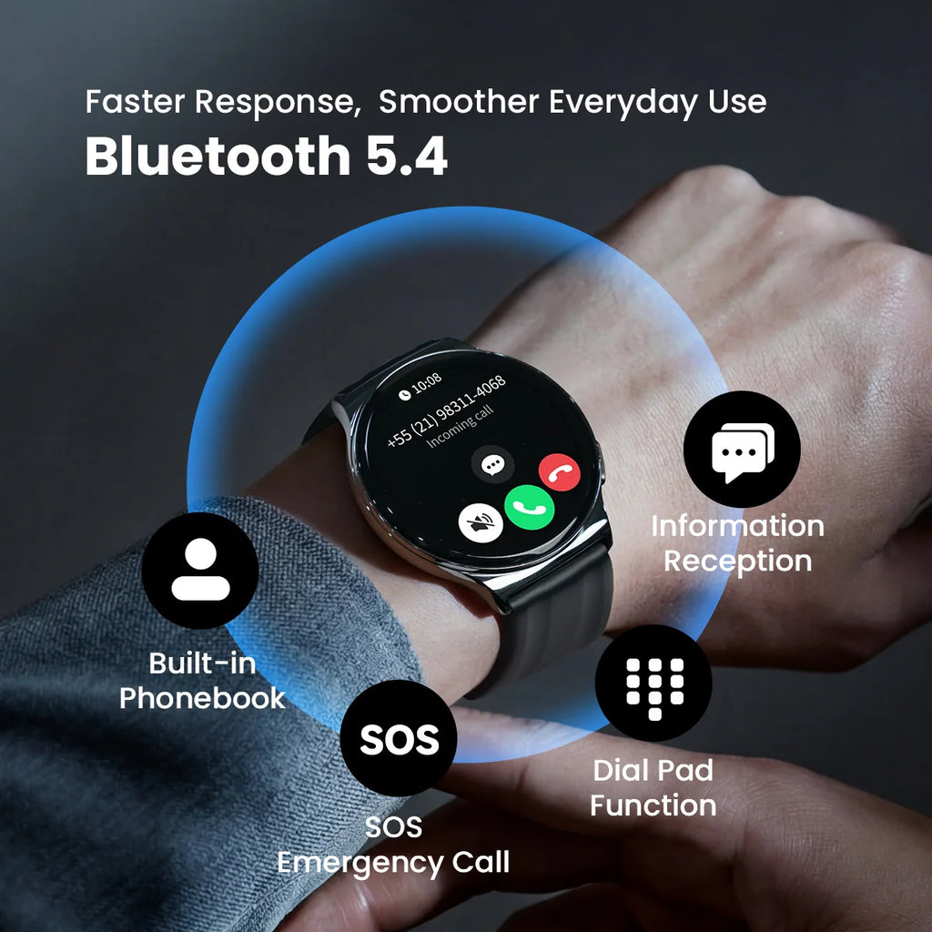 Montre connectée HAYLOU Solar Lite 2 Écran AMOLED 1,43'' Surveillance de la santé 24h/24 150+ modes sportifs Appel vocal Montre connectée 1ATM