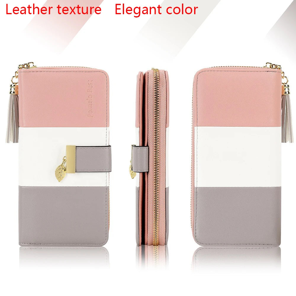Portefeuilles zippés tendance dernier modèle, grands sacs à main pour femmes, porte-monnaie, portefeuille en cuir PU à 9 emplacements pour cartes