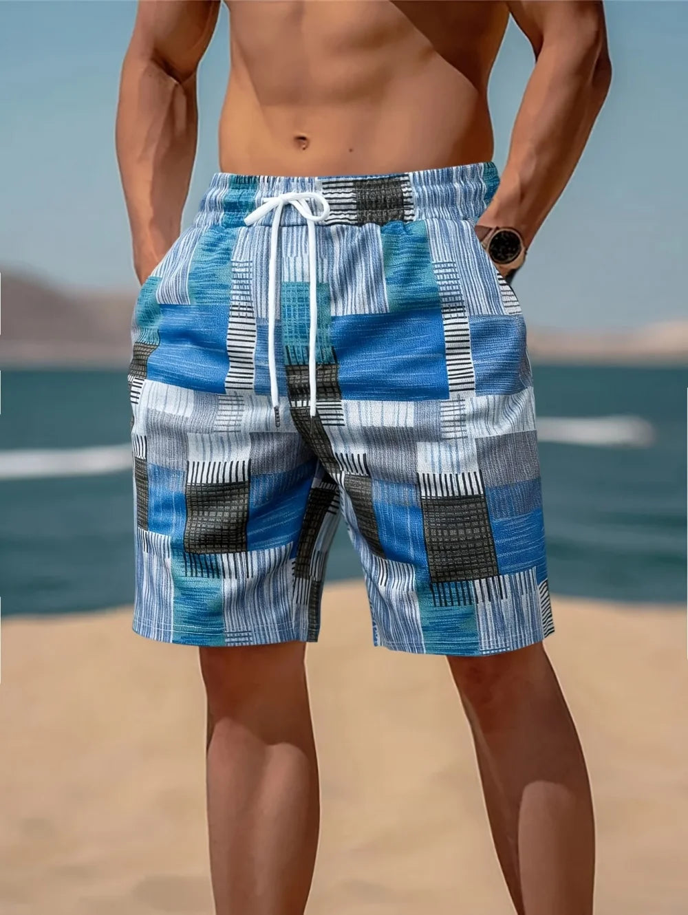 Short décontracté Vintage homme imprimé 3D, à carreaux colorés, de sport, grande taille, pour la natation, la gym, vêtements d'été pour homme