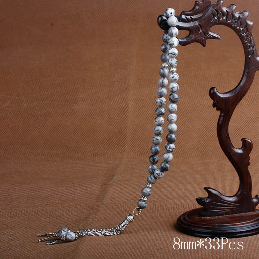 Perles de chapelet musulman Tasbih islamique 33 perles de prière chapelet pour hommes bracelet pour hommes accessoire pierres naturelles agates fait main Turquie