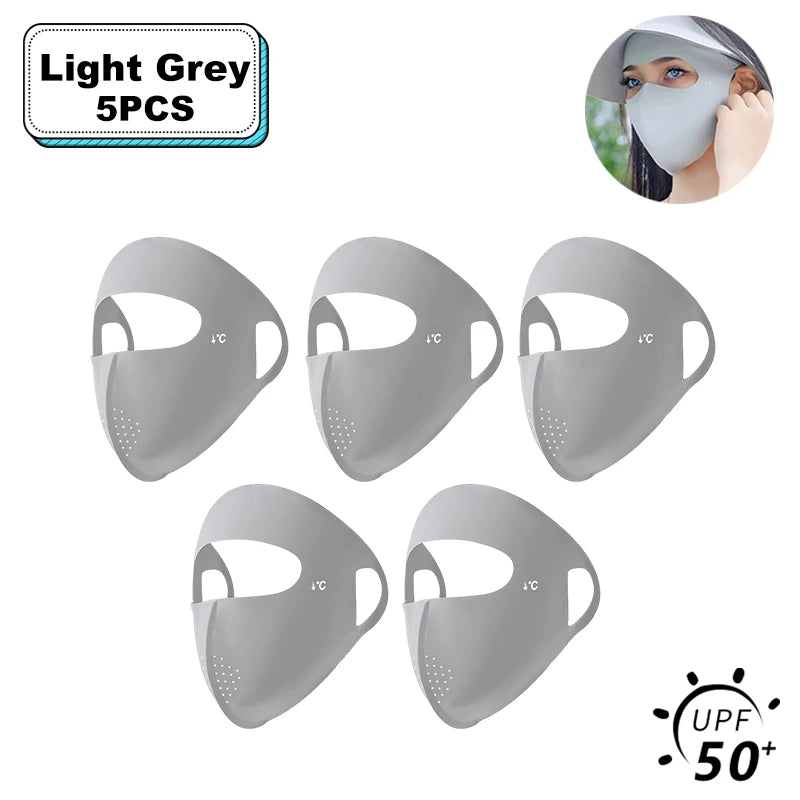 1/2/3/5Pcs Masque intégral d'été Protection solaire Respirant Soie glacée Anti-UV Équitation Extérieur Respirant Soie glacée Ultra-fin
