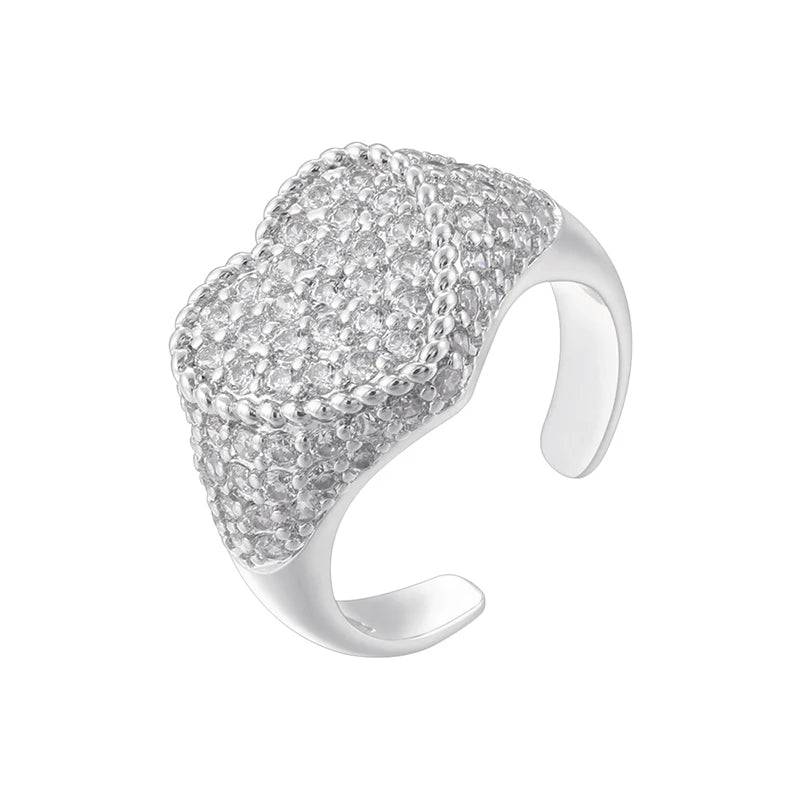 ZHUKOU Luxe Bague en Pierre Semi-Précieuse en Forme de Cœur pour Femme, Accessoires de Fête, Ouverture Réglable, 1 Pièce:VJ830