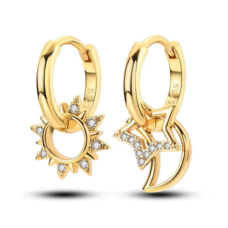 Boucle d'oreille Créole en Argent 925 pour Femme, Or Rose, Jaune, Pendientes Originales, Bijoux Minimalistes