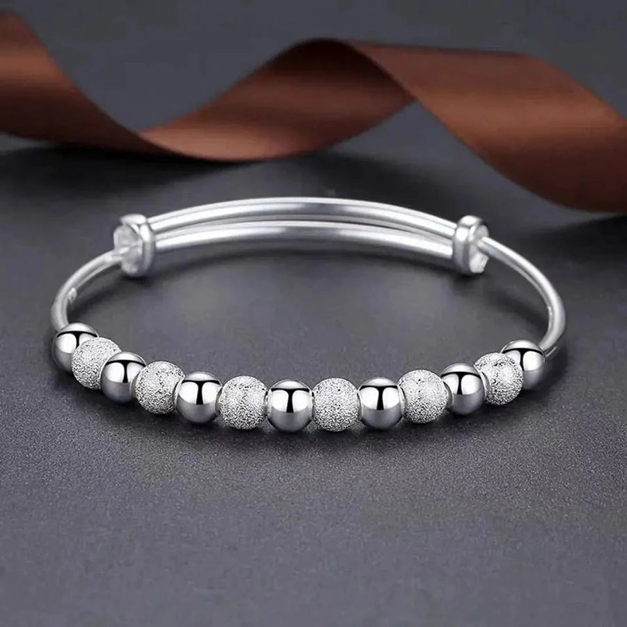 Breloque en Argent Sterling 925 Bracelet Perlé de Luxe Mignon Féminin Mode Fête Mariage Bijoux Avec Taille Ajustable