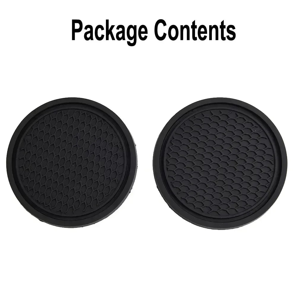 Black Anti-Slip Car Cup Holder Inserts Coaster Pads Auto Interior Accessories Compatible with Most Cups