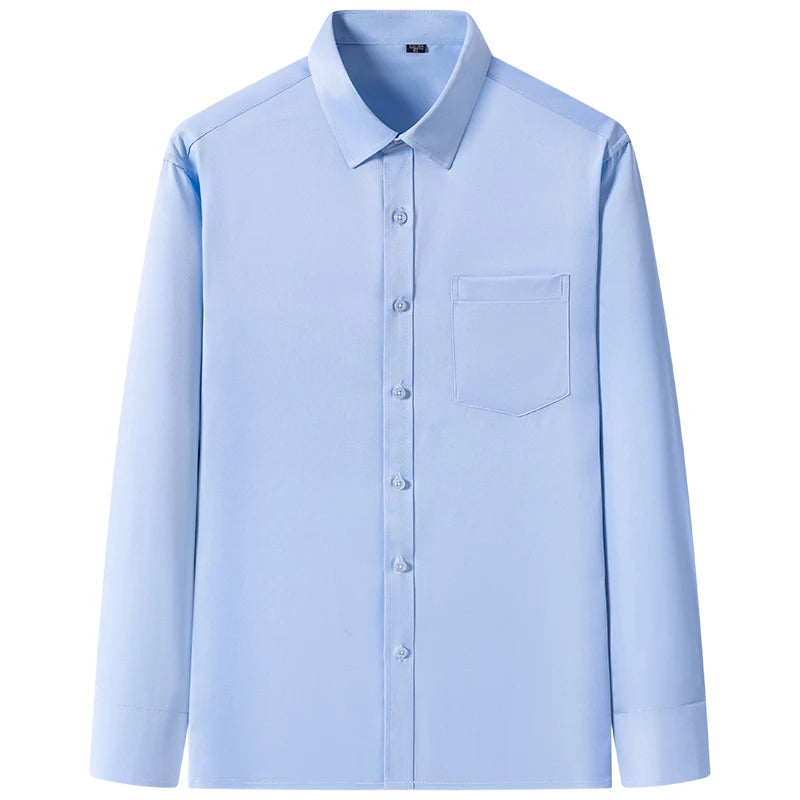 Nouvelle Élasticité Anti-Rides Chemises Homme Manches Longues Chemises Habillées Pour Homme Coupe Ajustée Camisa Social Chemise d'Affaires Chemise Blanche