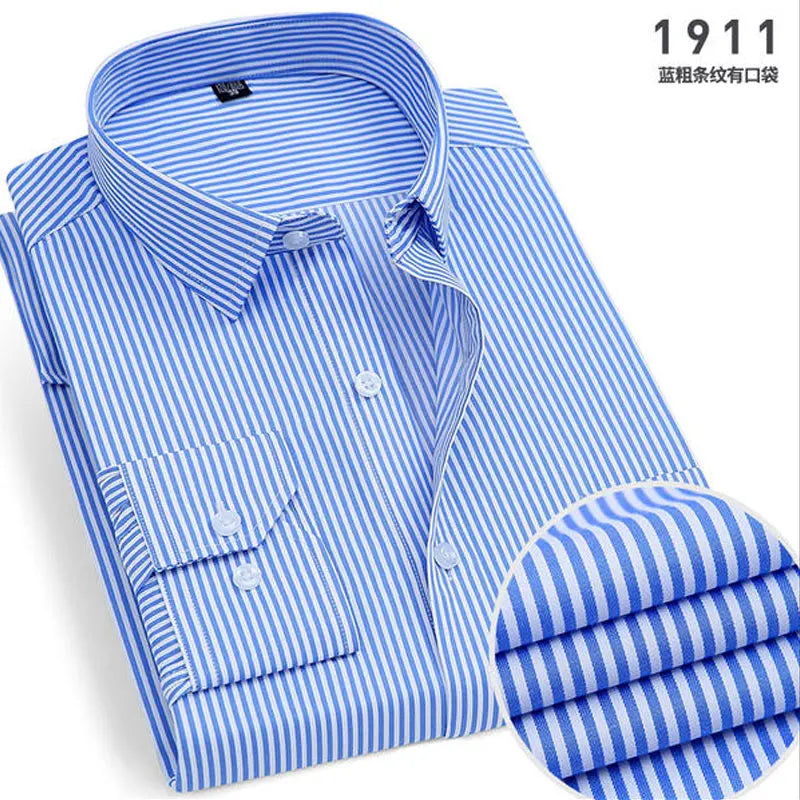 Nouveauté Printemps Chemise homme rayée à manches longues Infroissable Anti-plis Confortable Respirante Style décontracté professionnel Coupe ajustée