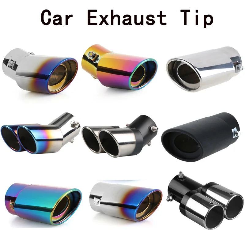 Accessoires universels de voiture, embout d'échappement, silencieux en acier inoxydable, garniture chromée, tuyau de queue arrière modifié, doublure de gorge