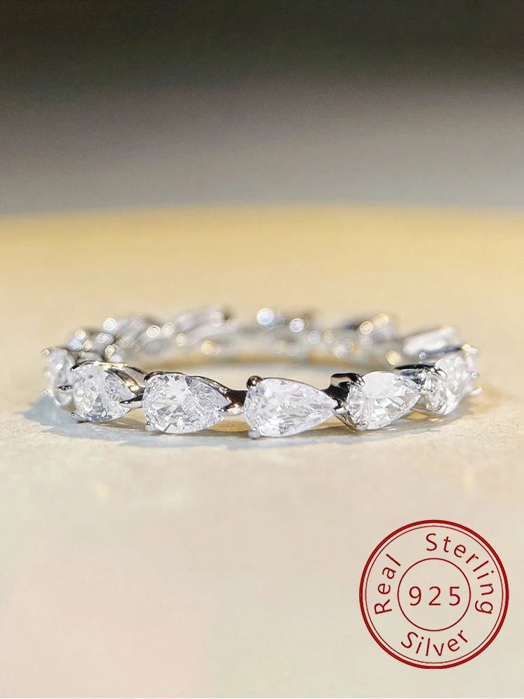 Bague tendance en argent sterling 925 en forme de goutte d'eau brillante pour femme, fiançailles, mariage, bijoux raffinés de luxe