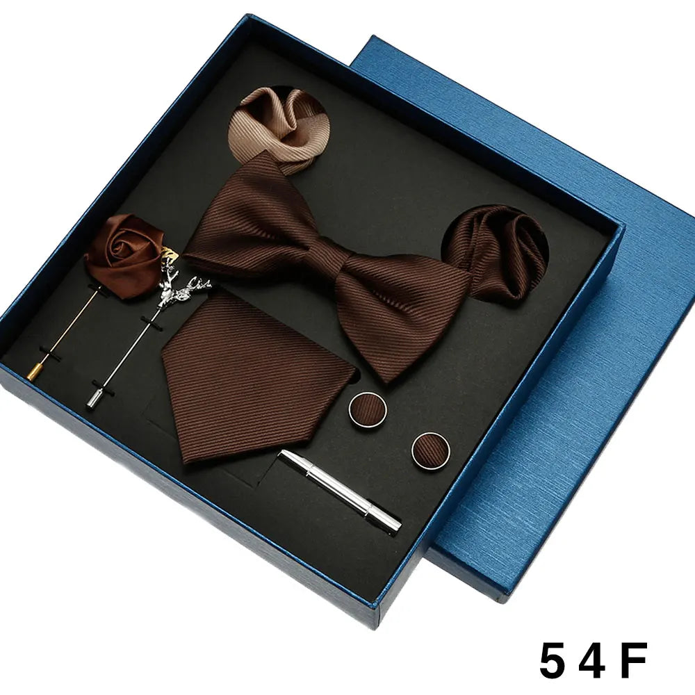 Cravate en soie pour hommes, nœud papillon, pochette, broches, boutons de manchette et pince à cravate pour hommes, accessoires de mariage rouge bordeaux, ensemble de cadeaux