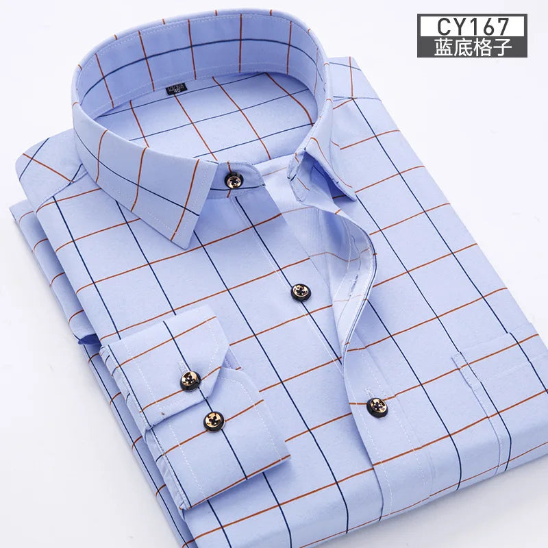 Nouvelle chemise pour hommes, mince, à manches longues, imprimée, printemps/été, sans repassage, décontractée, coupe ajustée, à la mode, respirante