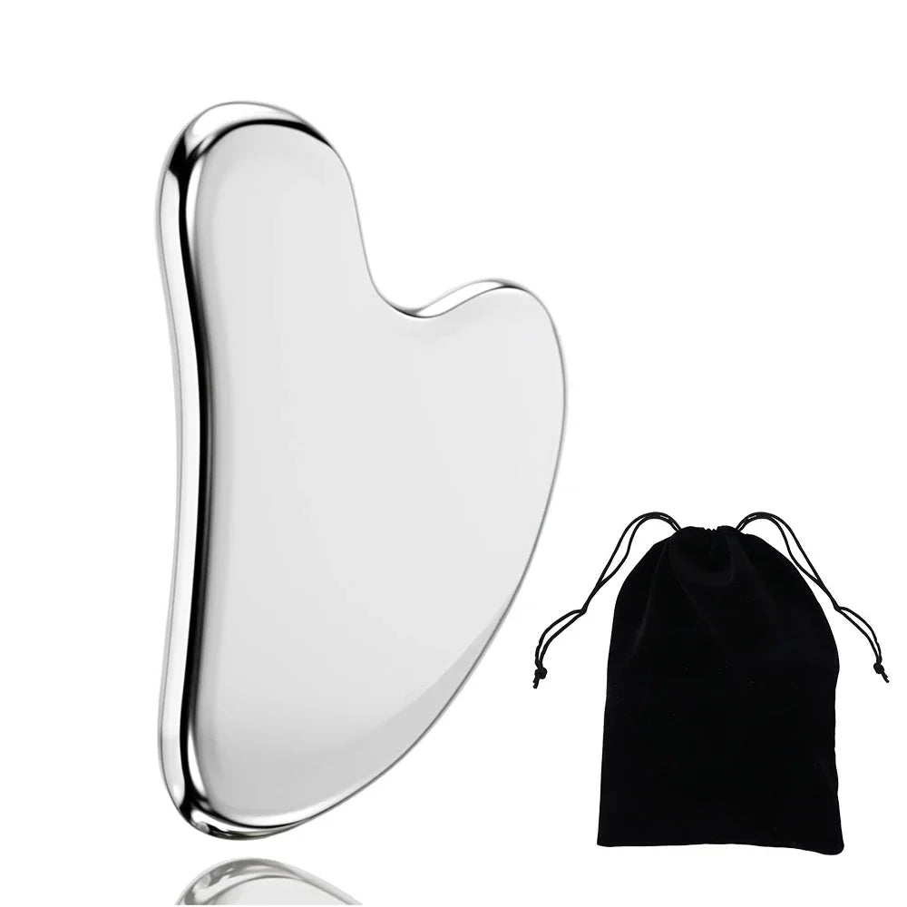Outils de massage facial Gua Sha en acier inoxydable 304, outils de massage facial en métal lisse et robuste, racloir Guasha pour le visage et le corps, réduit les gonflements.