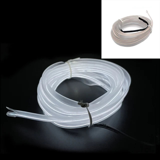 Fil EL de voiture Lumière LED Ambiance intérieure Bande LED Éclairage néon Guirlande Corde Fil Tube Décoration Tube flexible Couleurs LED Auto