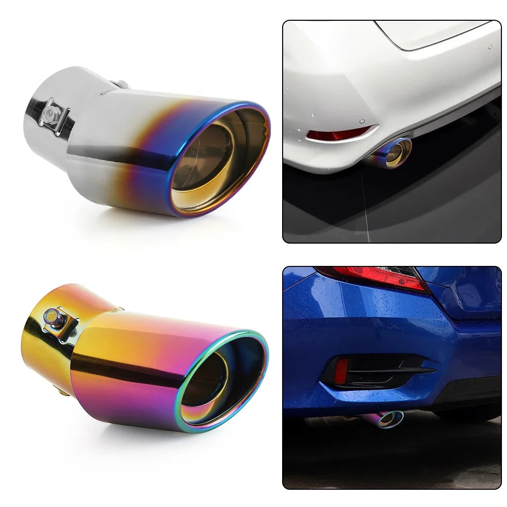 Accessoires universels de voiture, embout d'échappement, silencieux en acier inoxydable, garniture chromée, tuyau de queue arrière modifié, doublure de gorge