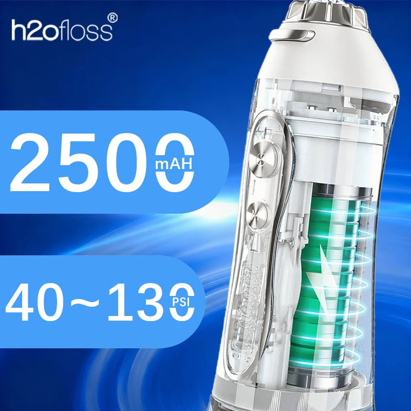 Hydropulseur sans fil H2ofloss 140 PSI, 5 modes, 5 embouts, 300 ml, batterie 2500 mAh, rechargeable par USB, irrigateur buccal portable pour le nettoyage des dents
