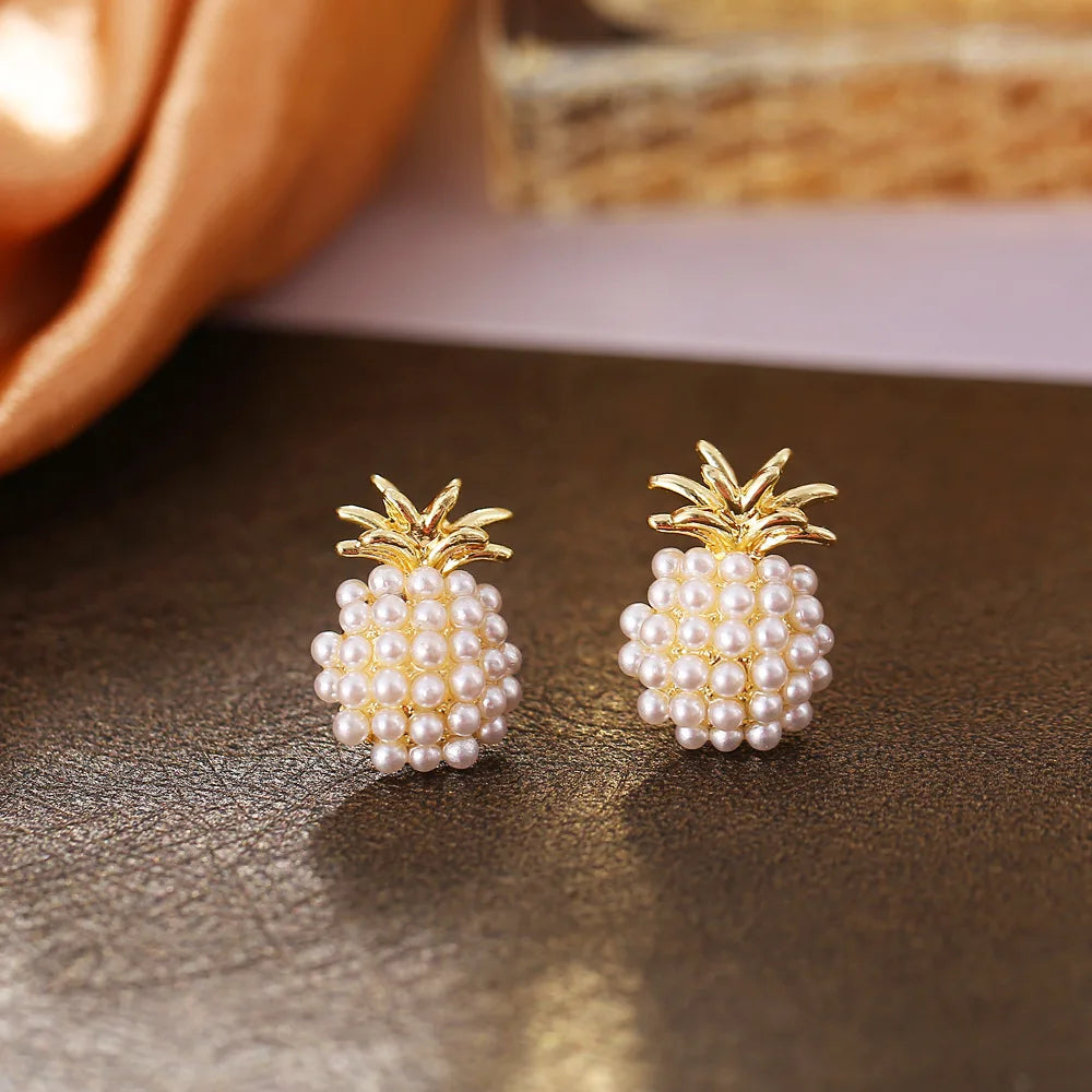 Nouvelles boucles d'oreilles pendantes Coréennes en perles blanches pour femmes, style bohème, rondes dorées, pour mariage, bijoux cadeaux, vente en gros 2024