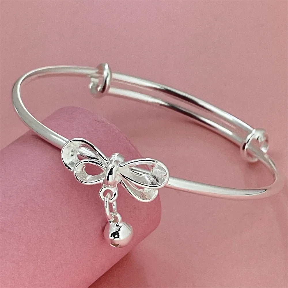 ANDARA Gros Bracelet Jonc Tendance en Argent Sterling 925 Cœur Rond Ouvert pour Femme Bijoux de Mode Réglable Manchette de Mariage