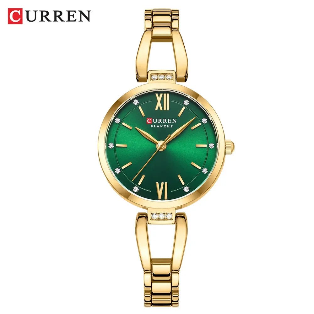 CURREN Montres Femmes Élégant Mode Original Quartz pour Dames Étanche Acier Inoxydable Simple Luxe Usage Quotidien