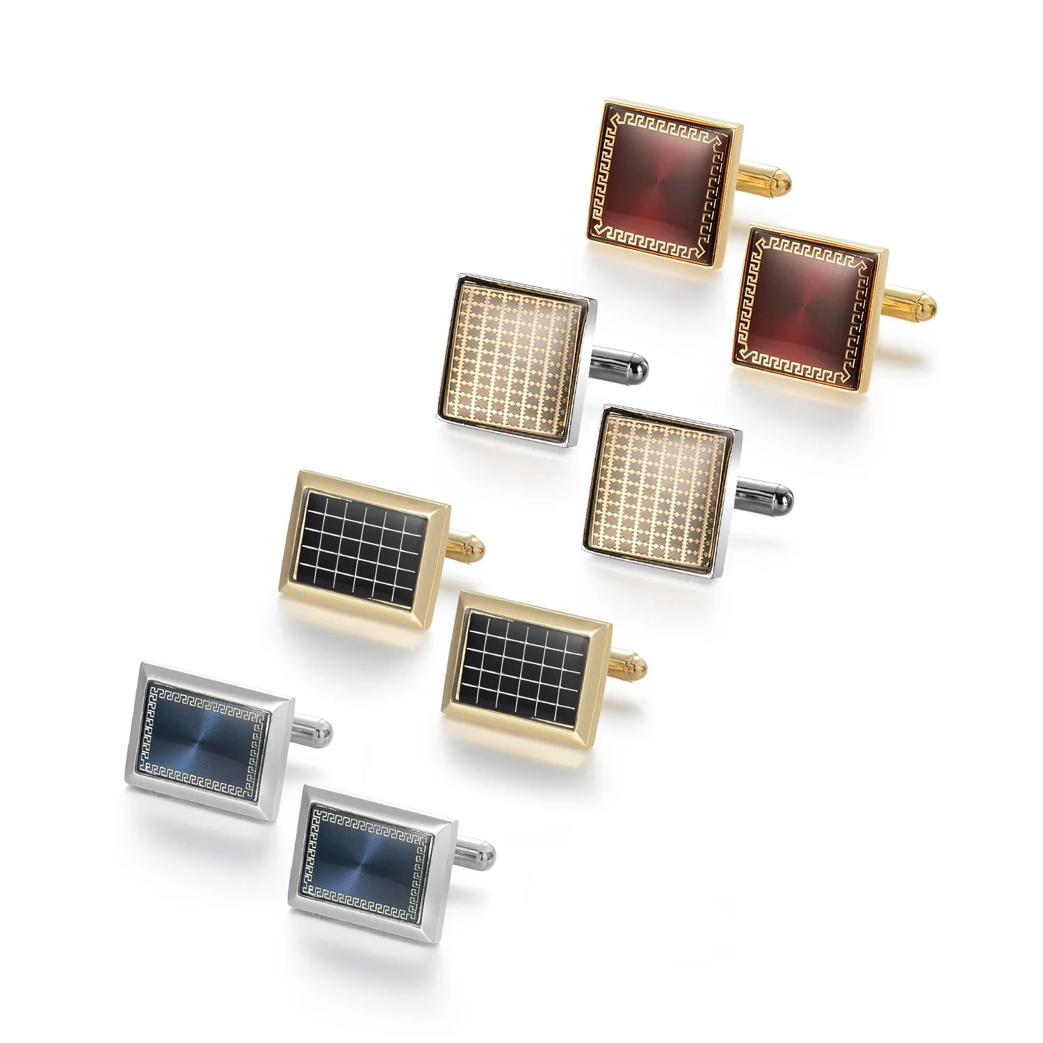 Boutons de manchette homme en cuivre pour hommes de luxe, cadeaux d'invités de mariage, bijoux de mode ronds carrés, boutons de manchette et pince à cravate pour hommes