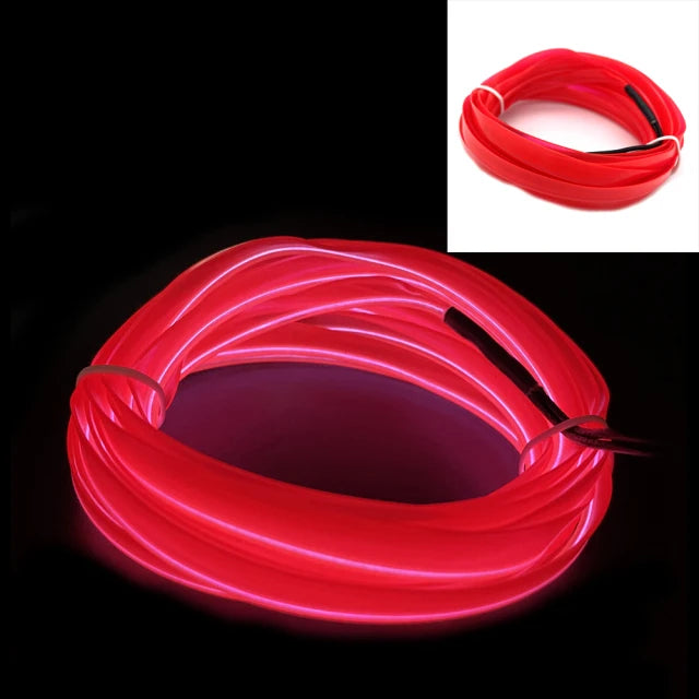 Fil EL de voiture Lumière LED Ambiance intérieure Bande LED Éclairage néon Guirlande Corde Fil Tube Décoration Tube flexible Couleurs LED Auto
